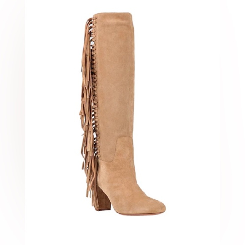 Longchamp Fringe Beige Over The Knee Boots